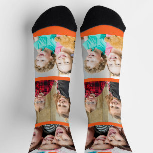 Create Your Own Neon Orange Line 3 Photo Collage   Socks