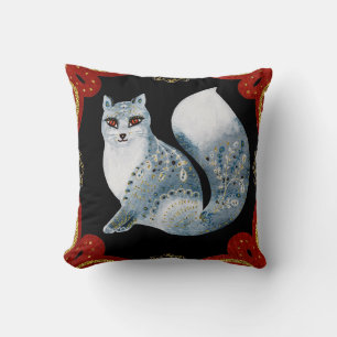 Create Your Own Nordic Blue Fox & Snowflakes Cushion