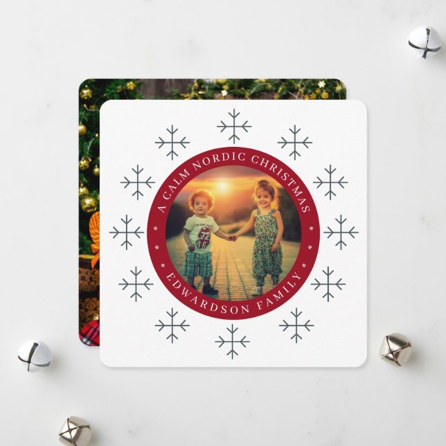 Create your own nordic family photo christmas holiday card (Front/Back In Situ)