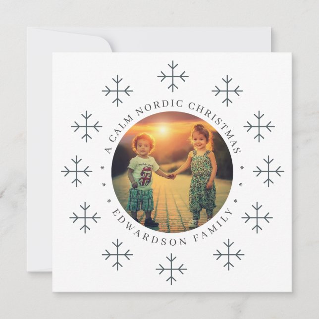 Create your own nordic family photo christmas holiday card (Front)