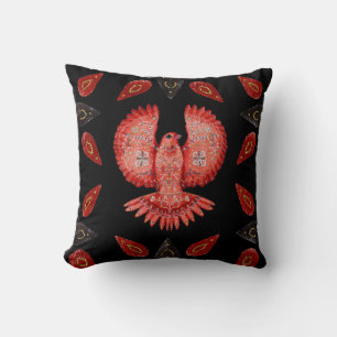 Create Your Own Nordic Red Bird & Stars Cushion