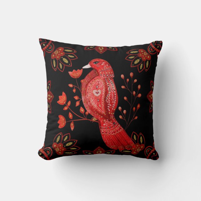 Create Your Own Nordic Red Cardinal Cushion (Front)
