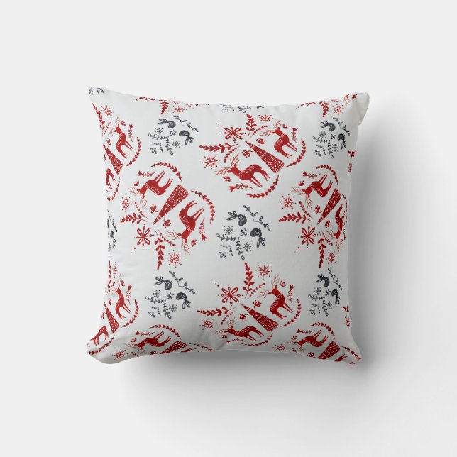 Create Your Own Nordic Red Deer & Trees Cushion (Front)