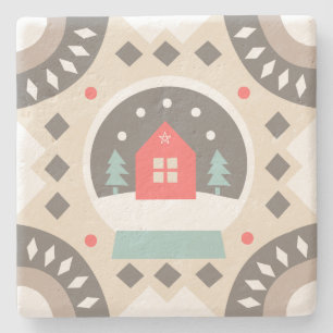 Create Your Own Nordic Style Winter Woods Cabin Stone Coaster
