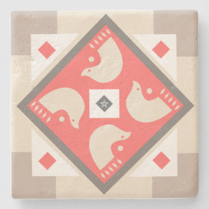 Create Your Own Nordic Style Winter Yule Birds Stone Coaster