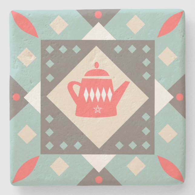 Create Your Own Nordic Style Winter Yule Tea Pot Stone Coaster (Front)