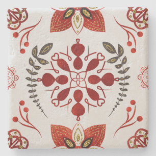 Create Your Own Nordic Style Yule Floral Mandala Stone Coaster