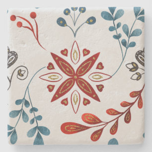 Create Your Own Nordic Style Yule Snowflake Leaves Stone Coaster