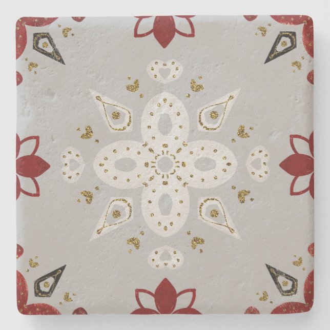 Create Your Own Nordic Style Yule Snowflake Stone Coaster (Front)