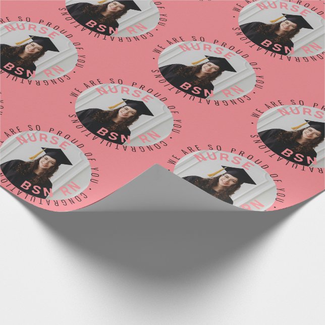 create your own nurse graduate BSN RN photo Wrapping Paper (Corner)