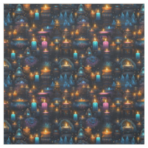 Create Your Own Occult Candles & Cauldrons Blue Fabric