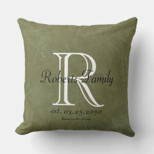 Create Your Own Olive Faux Leather Monogram Cushion