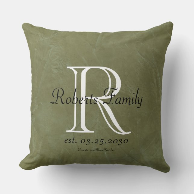 Create Your Own Olive Faux Leather Monogram Cushion (Front)