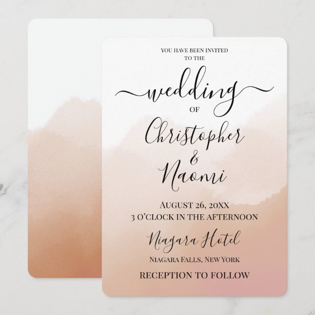 Create Your Own Ombré Watercolor Background Invitation (Front/Back)