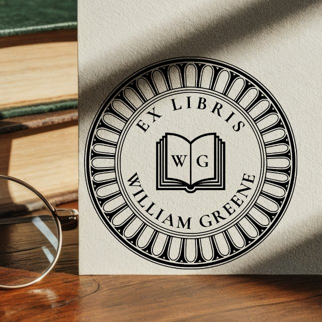 Create your own Open Book Monogram Ex Libris Self-inking Stamp (Creator Uploaded)