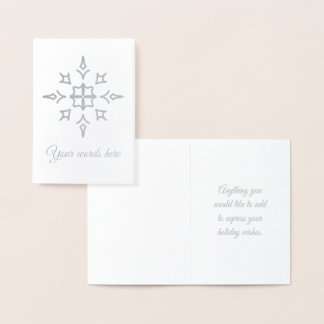 Create Your Own Open Silver Foil Snowflake Card