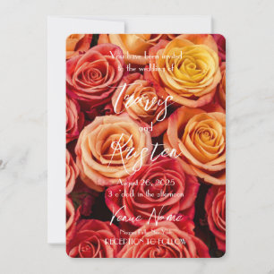 Create Your Own Orange Roses Wedding Invitation
