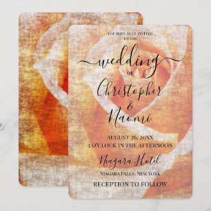 Create Your Own Orange Vintage Rose Closeup Invitation
