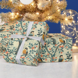 Create Your Own Oriole Birds Fruit Tree Wrapping Paper