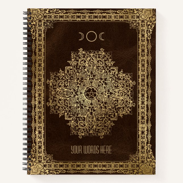 Create Your Own Ornamental Golden Brown Notebook (Front)