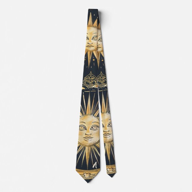 Create Your Own Ornate Celestial Blue & Gold Tie (Front)