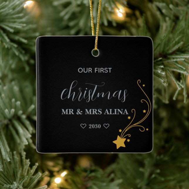 Create Your Own Our First Christmas Married Ceramic Ornament (Tree)