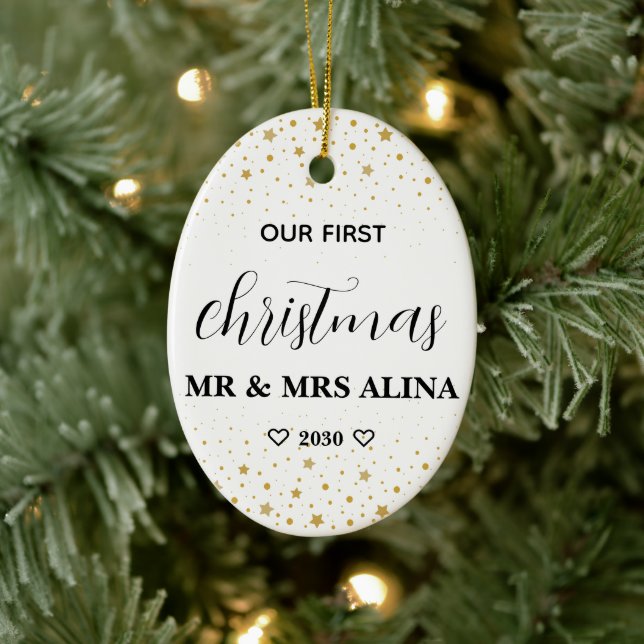 Create Your Own Our First Christmas Married Ceramic Tree Decoration (Tree)