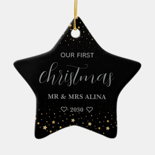 Create Your Own Our First Christmas Married Ceramic Tree Decoration (Front)