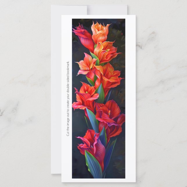 Create Your Own Painted Flame Gladiolus Bookmark (Front)