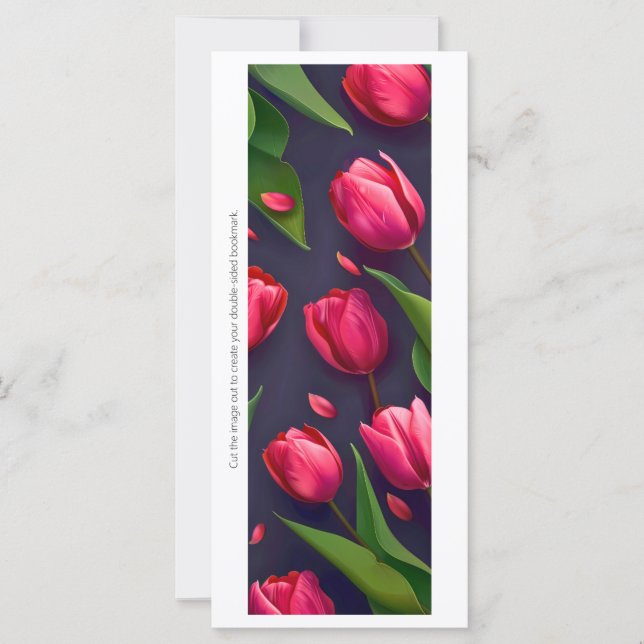 Create Your Own Painted Pink Tulips Bookmark Card (Front)