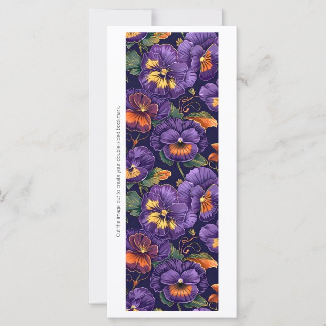 Create Your Own Painted Purple Pansies Bookmark (Front)