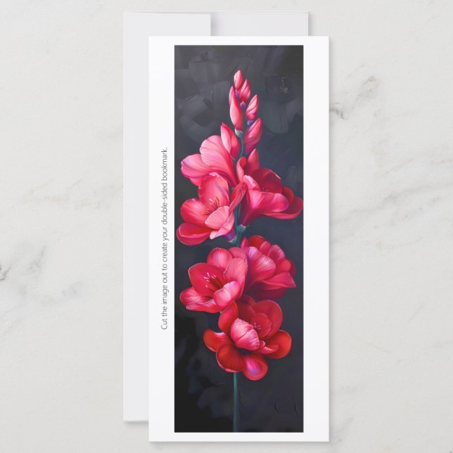 Create Your Own Painted Red Gladiolus Bookmark (Front)