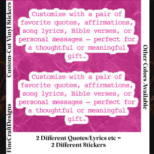 Create Your Own Pair of Custom Quote Verse HotPink
