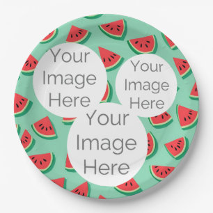 create your own paper photo text watermelon plate