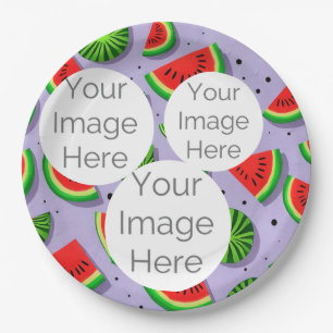 create your own paper photo text watermelon plate