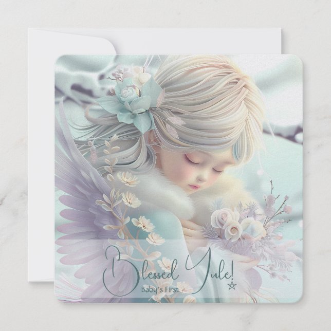 Create Your Own Pastel Baby's First Blessed Yule Card (Front)
