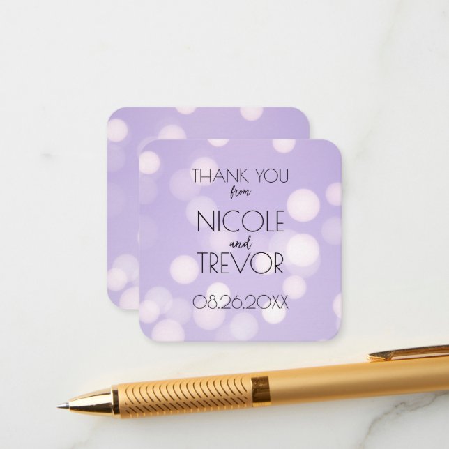 Create Your Own - Pastel Purple Bokeh Thank You Enclosure Card (Front/Back In Situ)