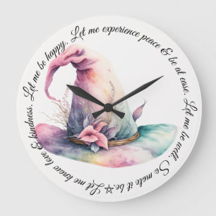 Create Your Own Pastel Rainbow Witch Hat Leaves Large Clock