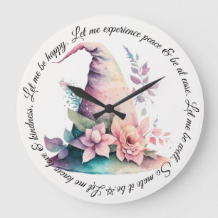 Create Your Own Pastel Rainbow Witch Hat Roses Large Clock