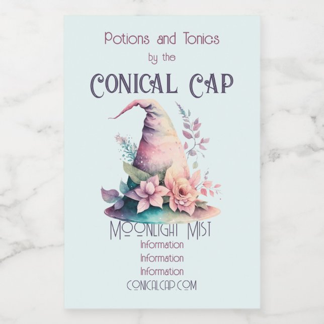 Create Your Own Pastel Rainbow Witch Hat Roses Wine Label (Single Label)