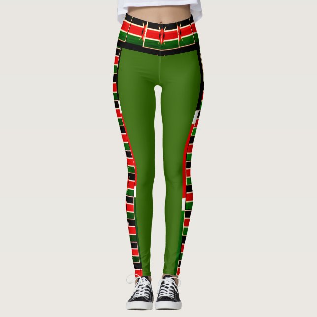 Create your Own Patriot Kenya National Flag Colour Leggings (Front)