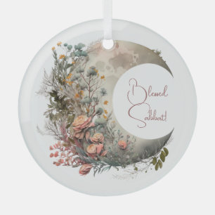 Create Your Own Peach Roses Floral Crescent Moon Glass Tree Decoration