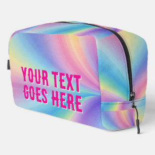 Create your own pencil case rainbow text here dopp kit