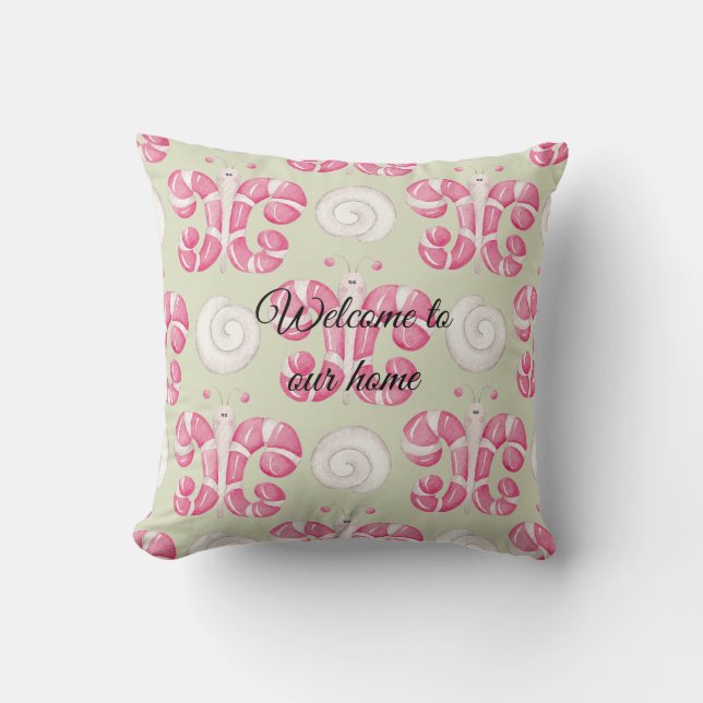 Create Your Own Peppermint Butterfly Christmas Cushion (Front)