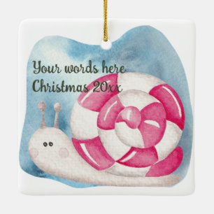 Create Your Own Peppermint Candy Snail Christmas Ceramic Ornament