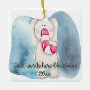 Create Your Own Peppermint Elephant Christmas Ceramic Ornament