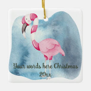 Create Your Own Peppermint Flamingo Christmas Ceramic Ornament