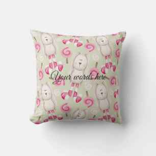 Create Your Own Peppermint Rabbits Christmas Cushion