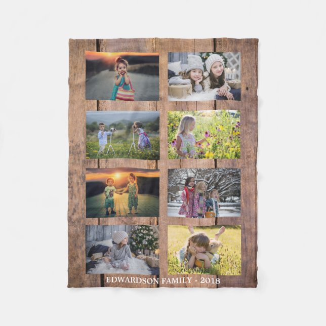 Create your own personal family photo collage fleece blanket (Front)