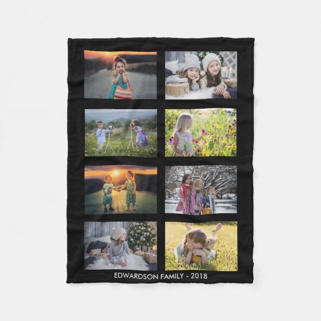 Create your own personal family photo collage fleece blanket (Front)